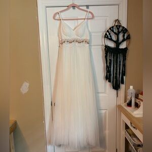 Elegant Lace Sequin Belted Wedding Dress